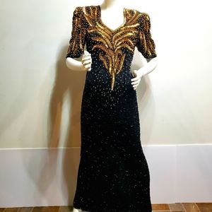 Mark & John Beaded Gold black dress